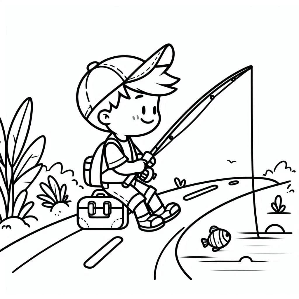 Fishing Boy - Relaxing Free Coloring Pages for Nature and Fishing Lovers! - free coloring page image 4 of 4