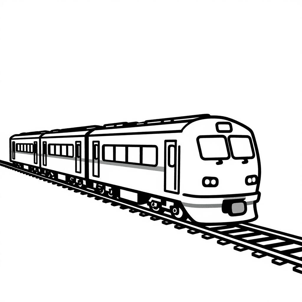 A Train On Tracks Coloring Page - free printable coloring page for kids to download