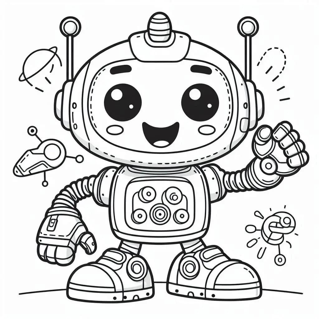 Cool Robot - Futuristic Free Coloring Pages for Tech Lovers! - free printable coloring page for kids to download