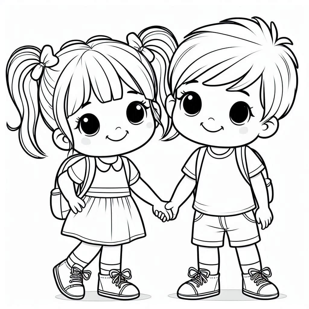 Girl and Boy - Fun and Free Coloring Pages for Everyone! - free coloring page image 3 of 4