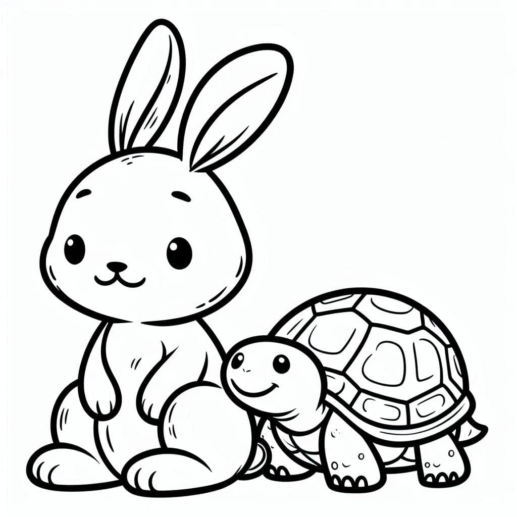 Rabbit and Turtle - Free Coloring Pages for a Classic Tale! - free coloring page image 2 of 4