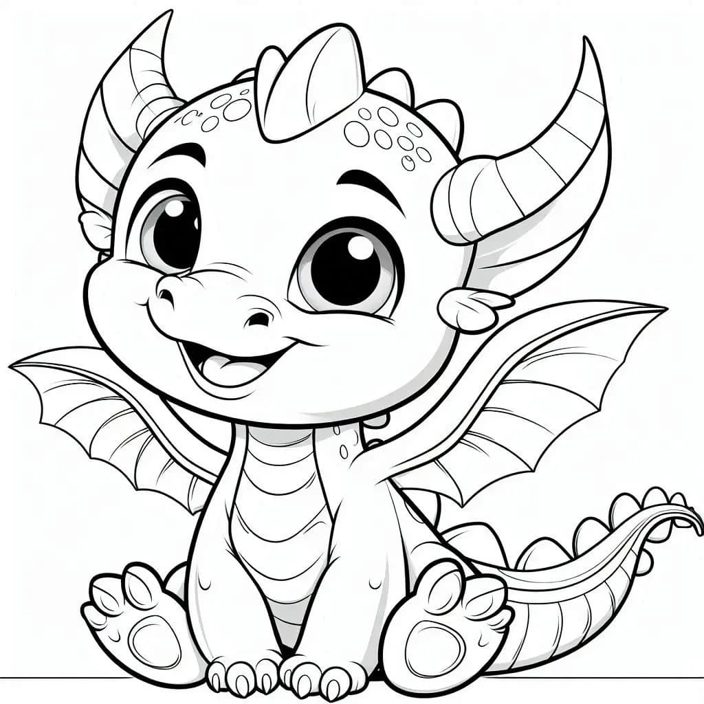 Smiling Dragon - Friendly Free Coloring Pages for Mythical Fun! - free printable coloring page for kids to download