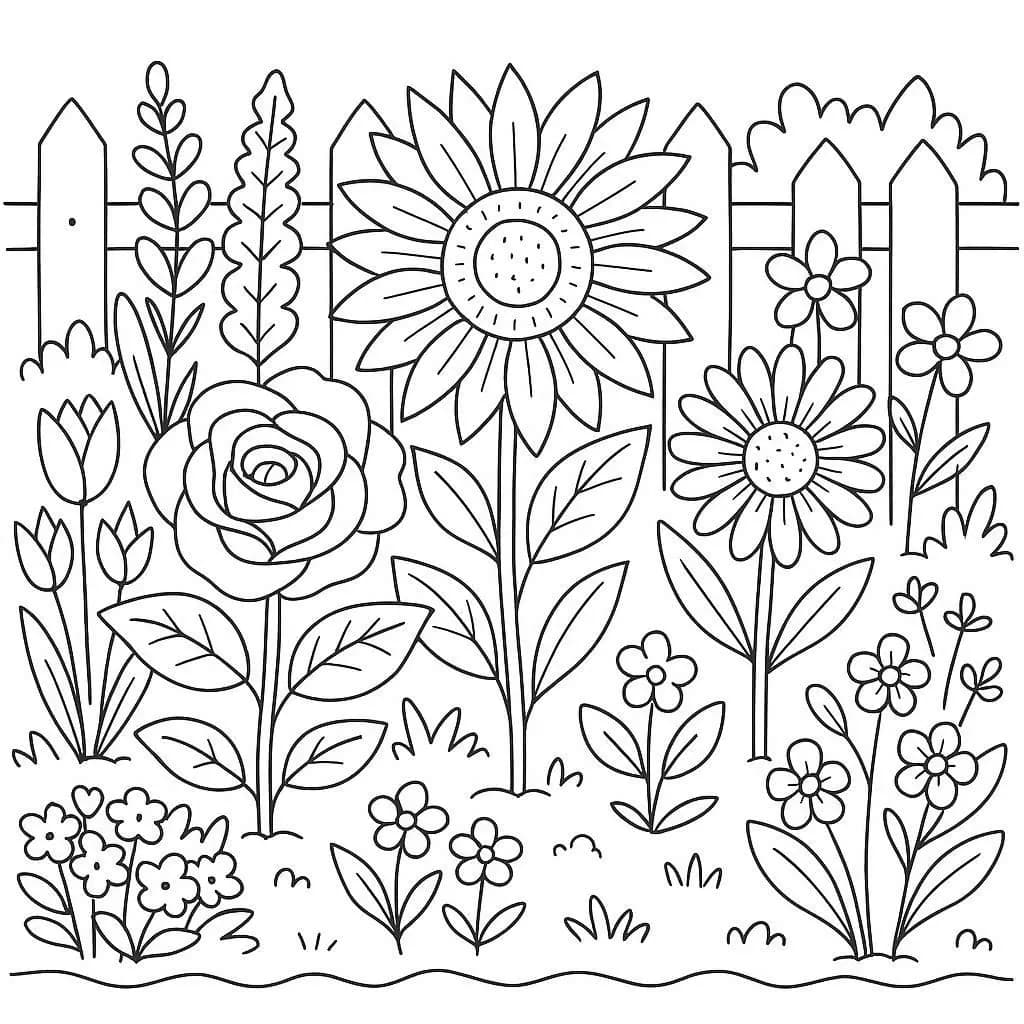 Bloom & Color: A Beautiful Flower Garden - free printable coloring page for kids to download