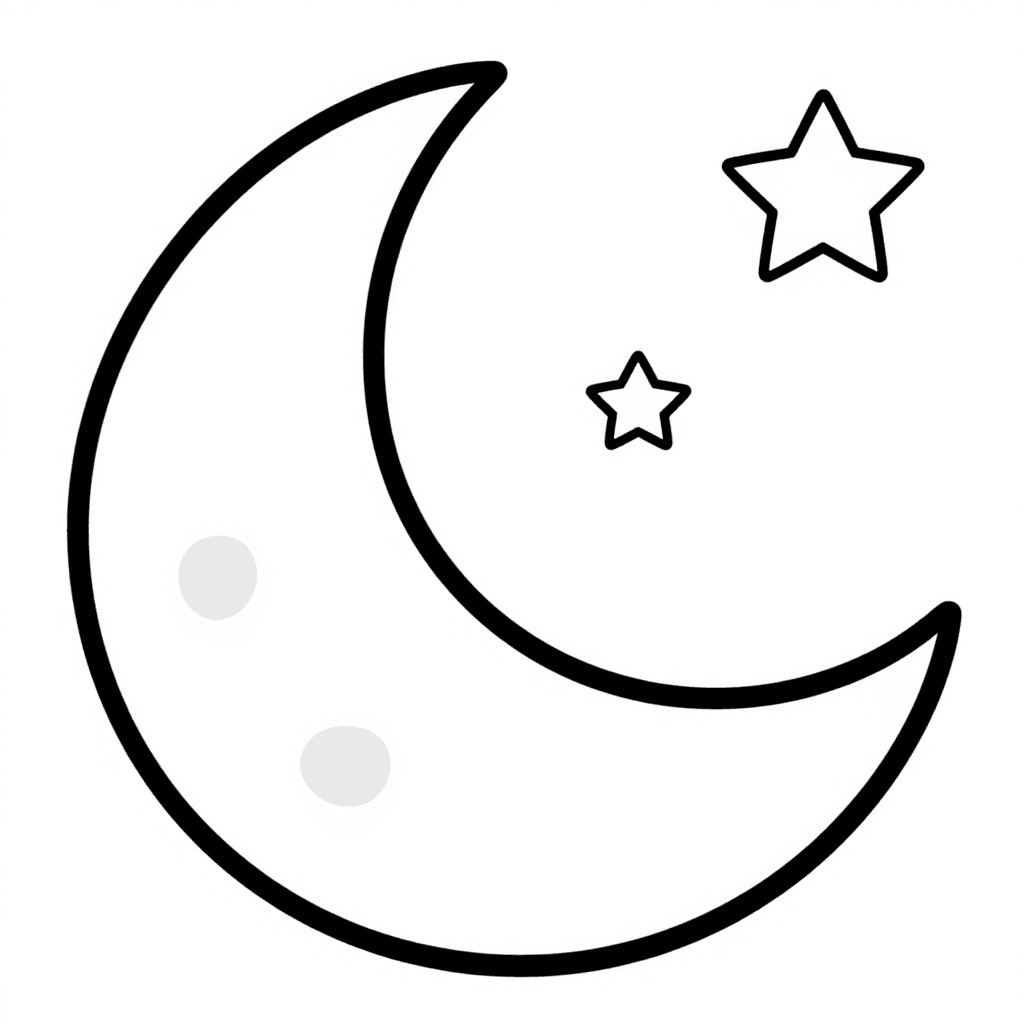 Moon And Stars Coloring Page - free coloring page image 1 of 3