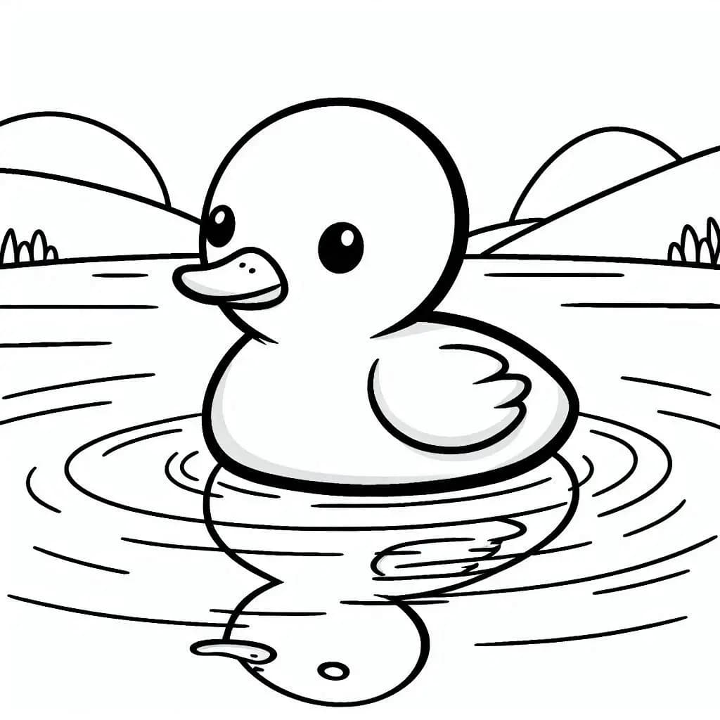 Duck in the Water – A Peaceful Coloring Experience - free printable coloring page for kids to download
