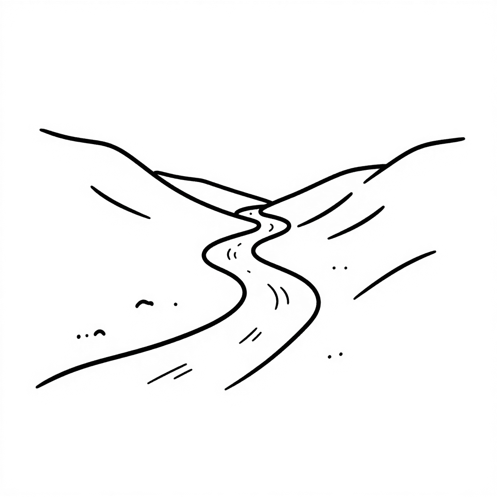 A River Winding Through Valley Coloring Page - free coloring page image 3 of 3