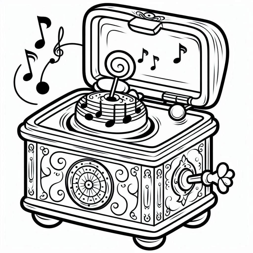 Music Box - Enchanting Free Coloring Pages for Dreamy Melodies! - free coloring page image 2 of 4