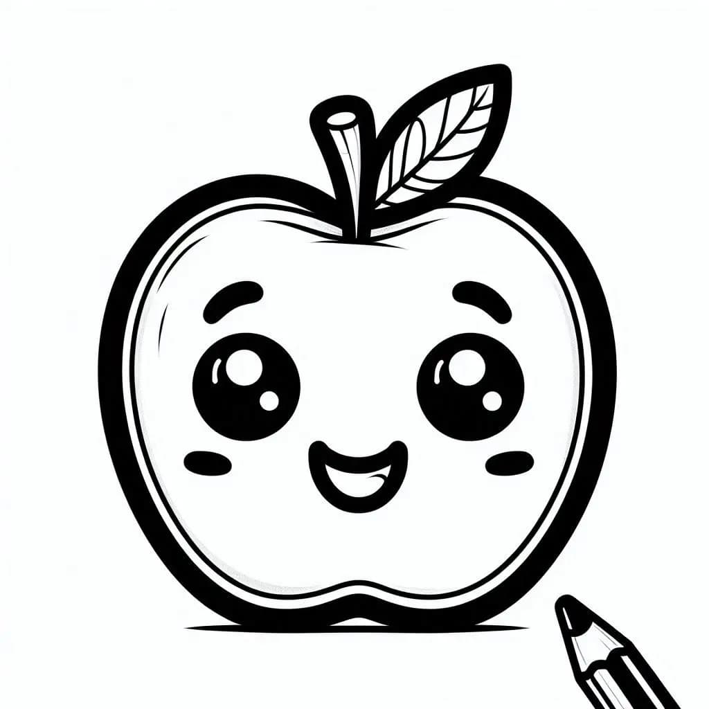 Smiling Apple - Juicy Free Coloring Pages for Fruit Lovers! - free printable coloring page for kids to download
