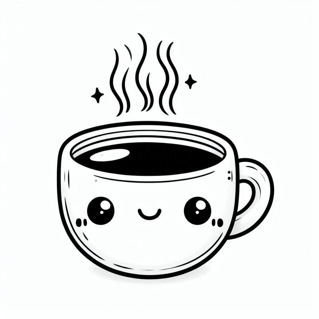 A Cup of Coffee - Cozy Free Coloring Pages for Relaxation & Fun! - free coloring page image 2 of 4