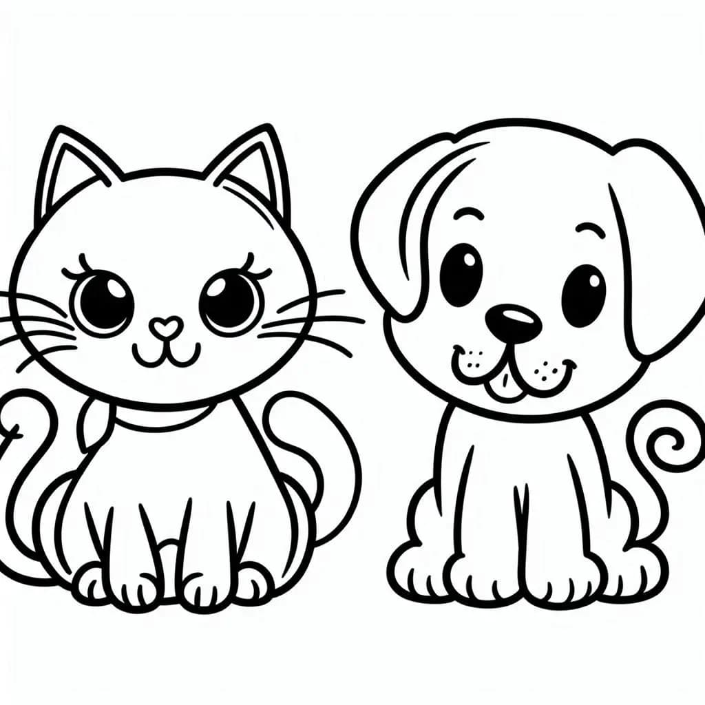 Cat and Dog - Adorable Free Coloring Pages for Animal Lovers! - free printable coloring page for kids to download