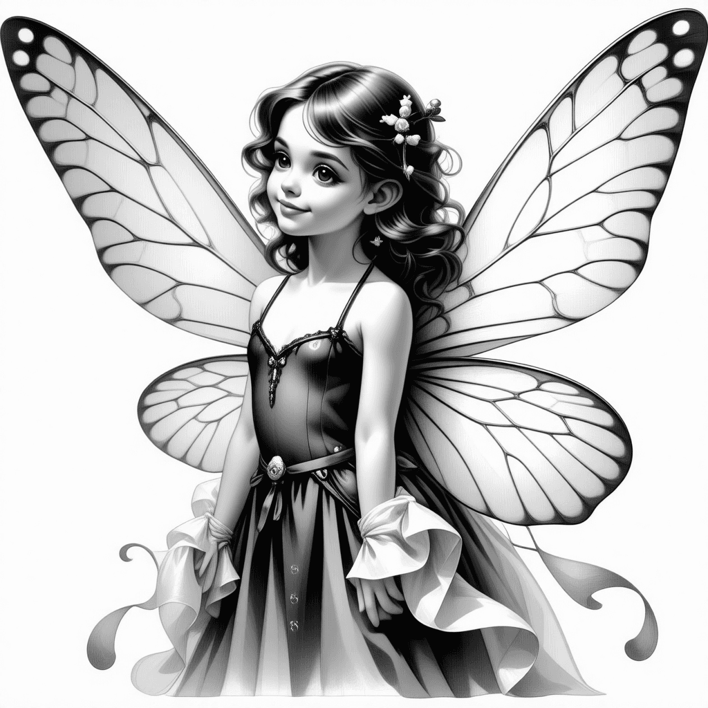 A Fairy With Wings Coloring Page - free coloring page image 3 of 4