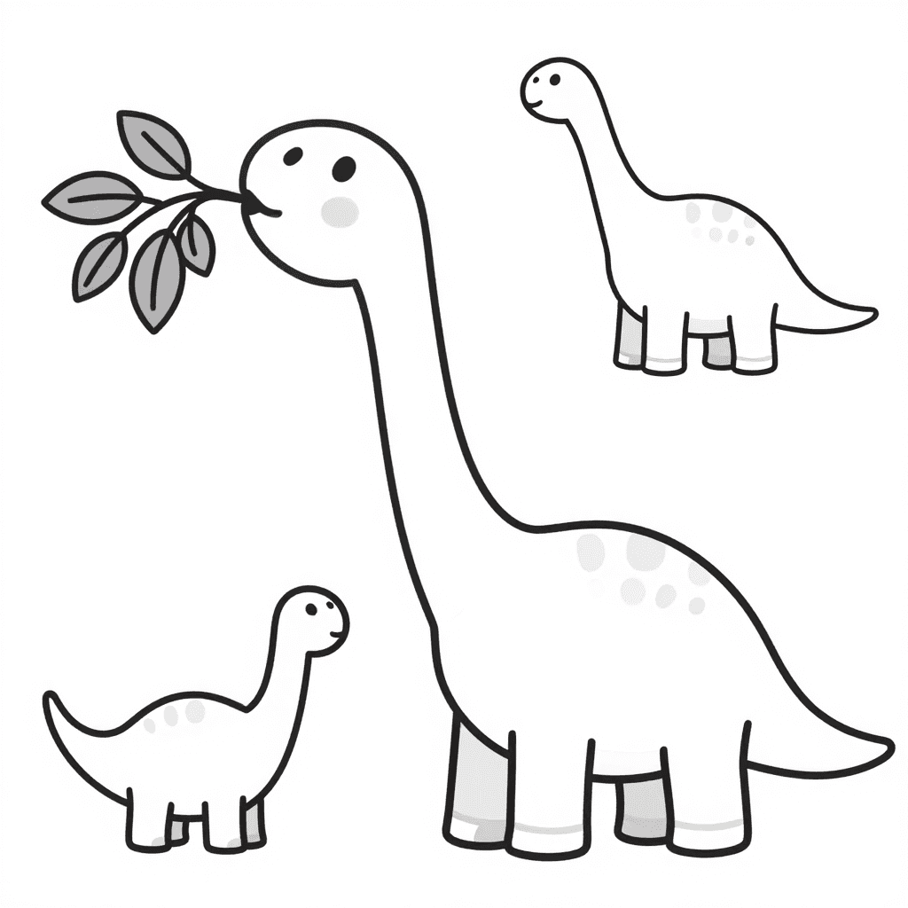 A Brachiosaurus Eating Leaves Coloring Page - free coloring page image 2 of 3