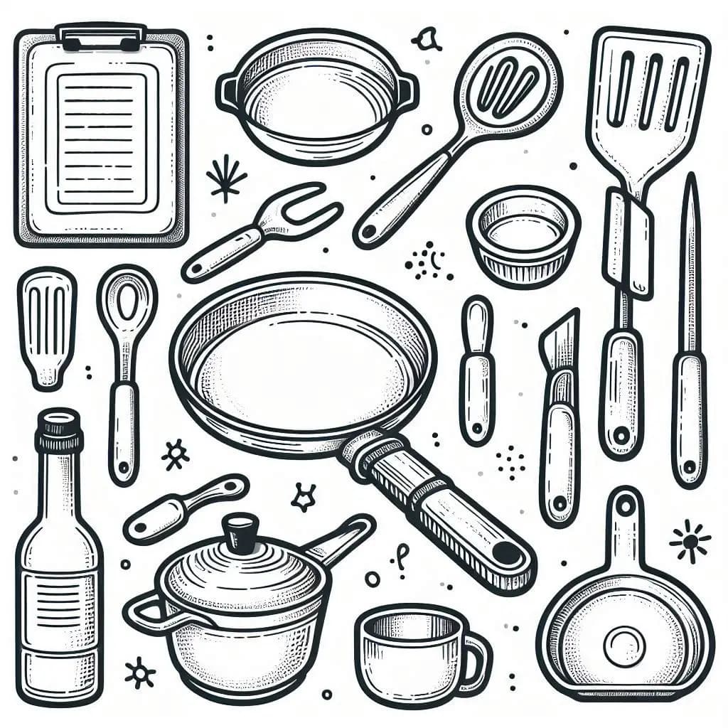 Kitchen Colors: Beautiful Cooking Tools  - free coloring page image 3 of 5