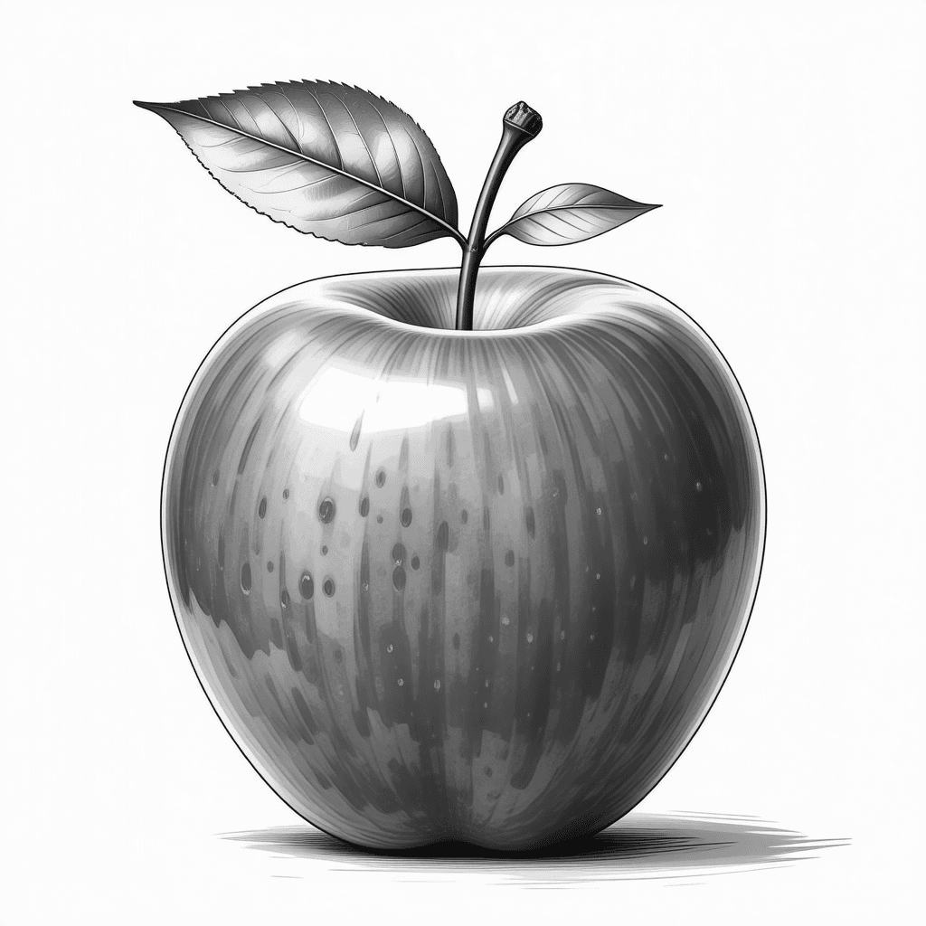 A Apple With Leaf Coloring Page - free coloring page image 3 of 4