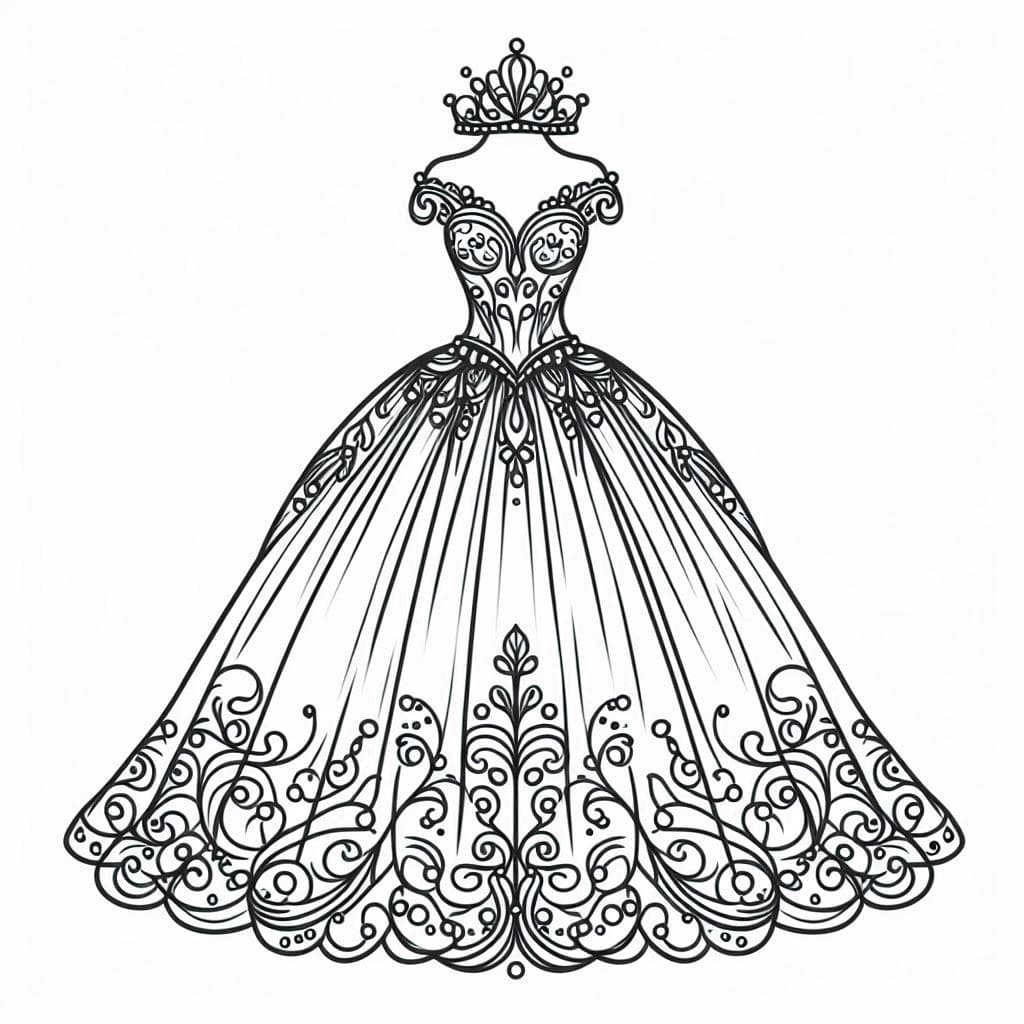 Princess Dreams: Fancy Gown Coloring Book - free coloring page image 6 of 7