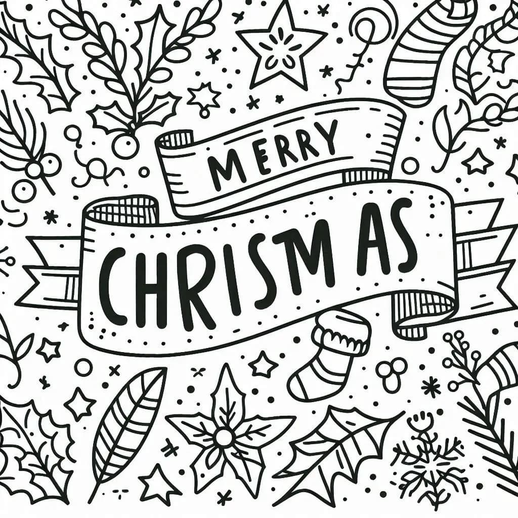  Christmas Greeting Banners Coloring Book   - free coloring page image 5 of 6