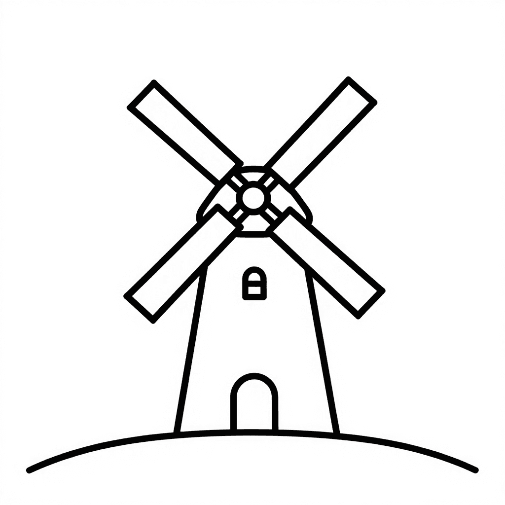 A Windmill On Hill Coloring Page - free coloring page image 3 of 3