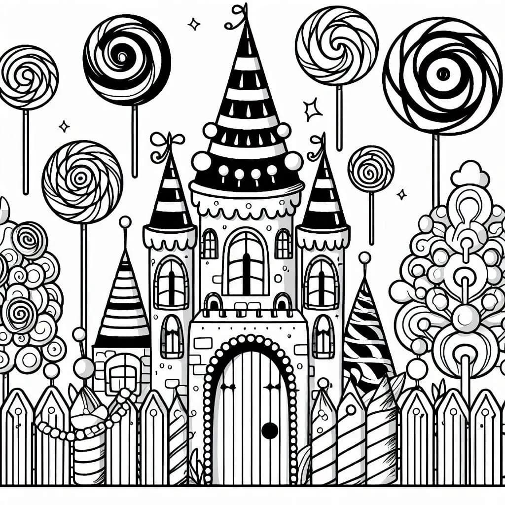 Candy Castle - Sweet & Magical Free Coloring Pages! - free printable coloring page for kids to download