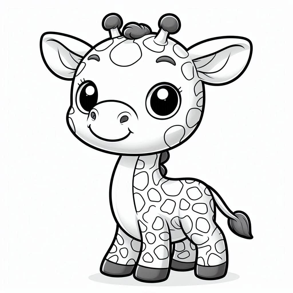 Giraffe Cartoon – A Tall and Fun Coloring Adventure - free coloring page image 3 of 4