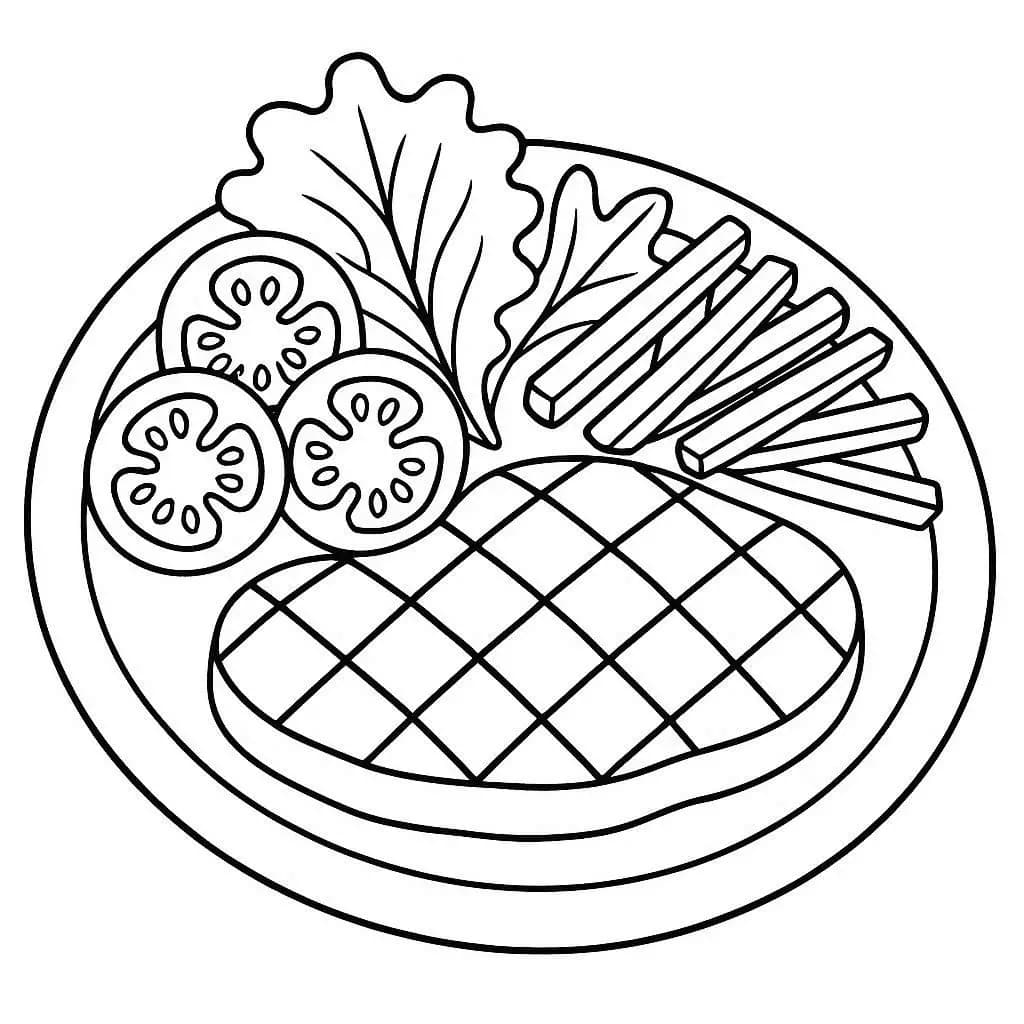 Tasty Foods on a Plate - free coloring page image 2 of 6