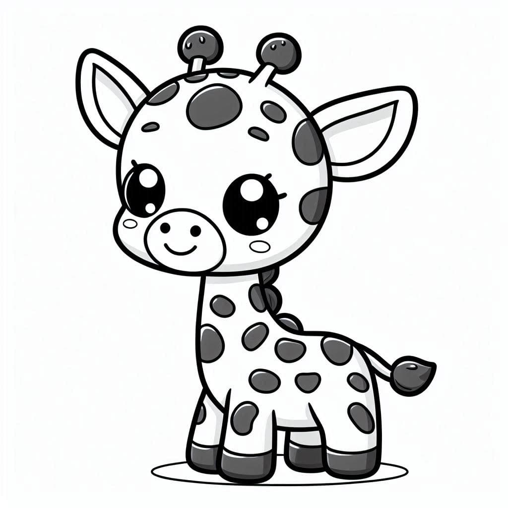 Giraffe Cartoon – A Tall and Fun Coloring Adventure - free coloring page image 4 of 4