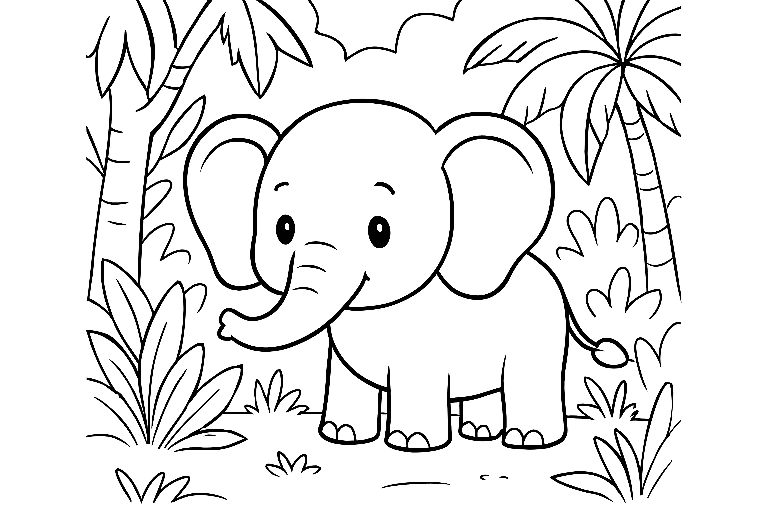 Cute Elephant Coloring Page for Kids - free coloring page image 5 of 8