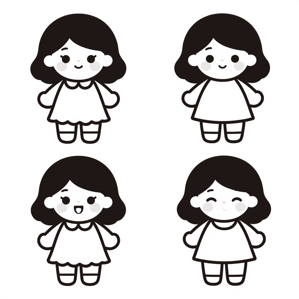 A Doll With Dress Coloring Page - free coloring page image 2 of 3