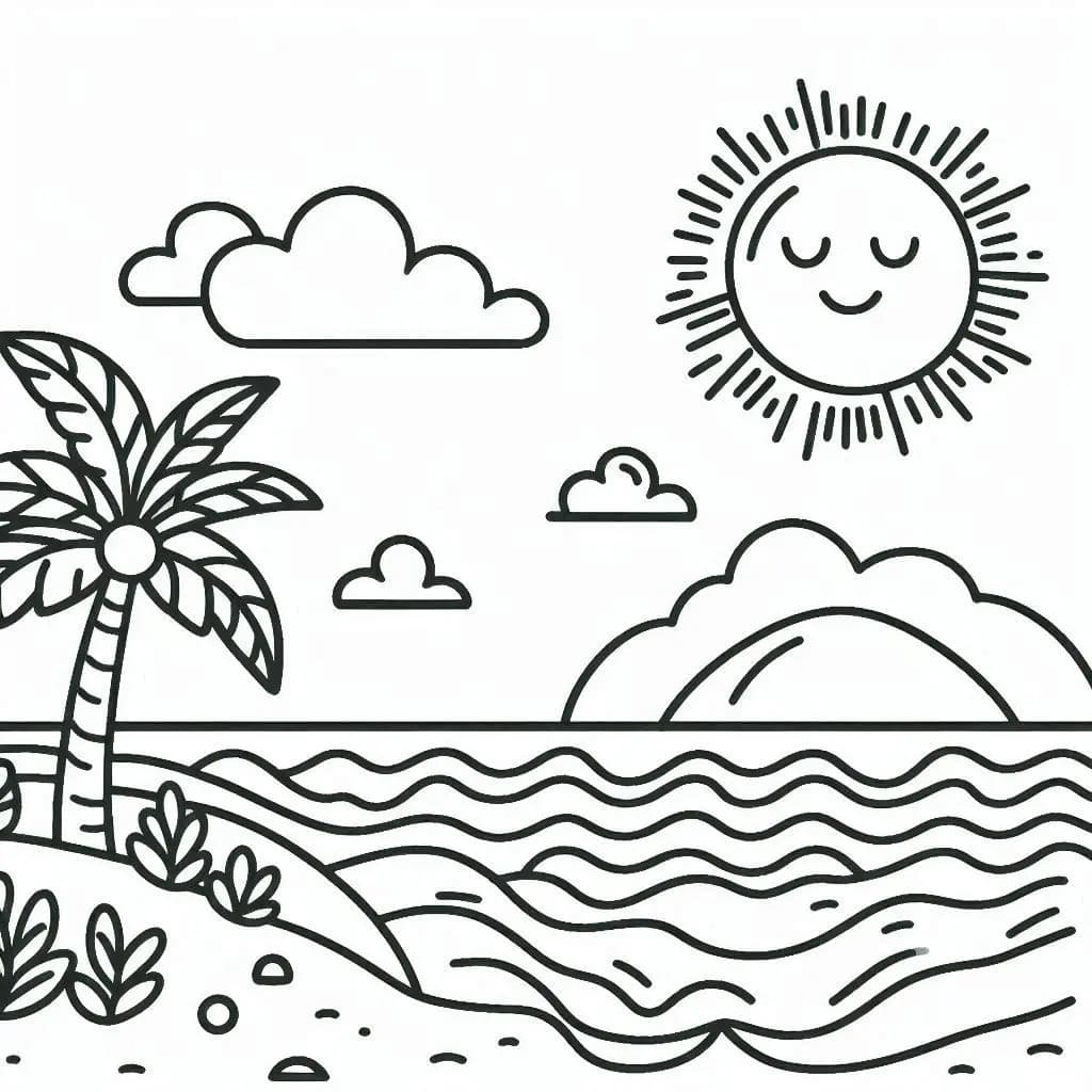 Beach : Sun, Sand & Smiles - free coloring page image 2 of 10