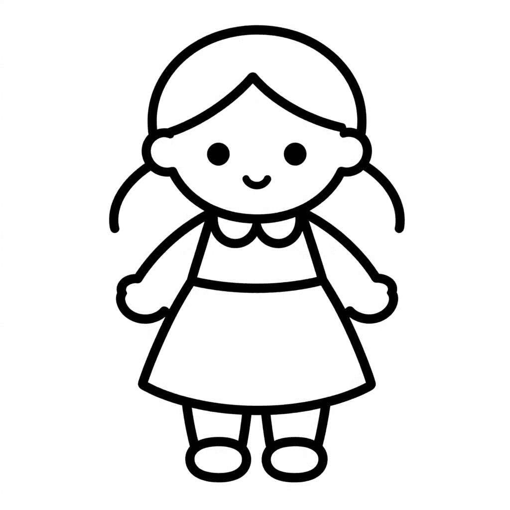 A Doll With Dress Coloring Page - free coloring page image 3 of 3