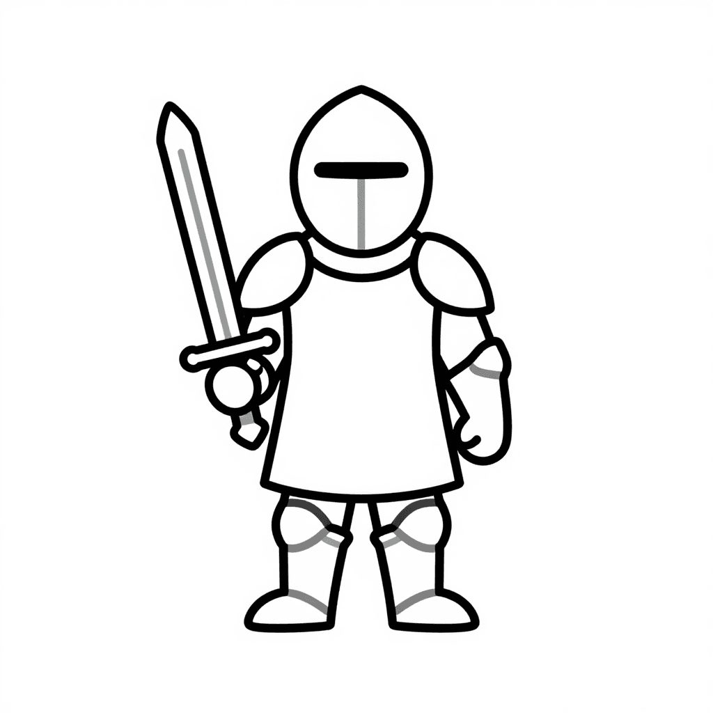 A Knight With Sword Coloring Page - free coloring page image 3 of 3