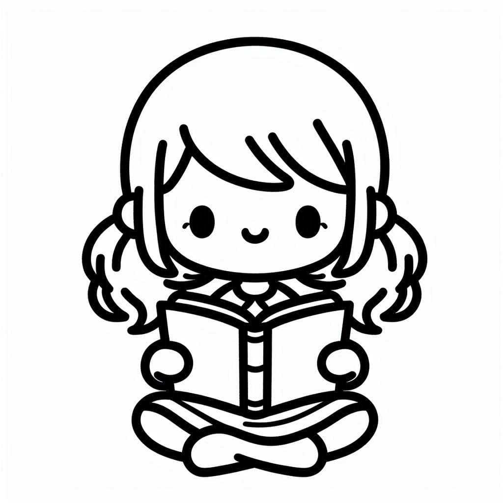 A Girl Reading a Book - Cozy Free Coloring Pages for Young Bookworms! - free coloring page image 4 of 4