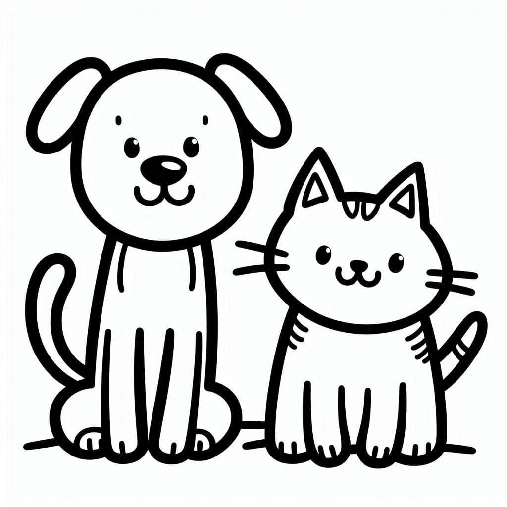 Cat and Dog - Adorable Free Coloring Pages for Animal Lovers! - free coloring page image 2 of 4