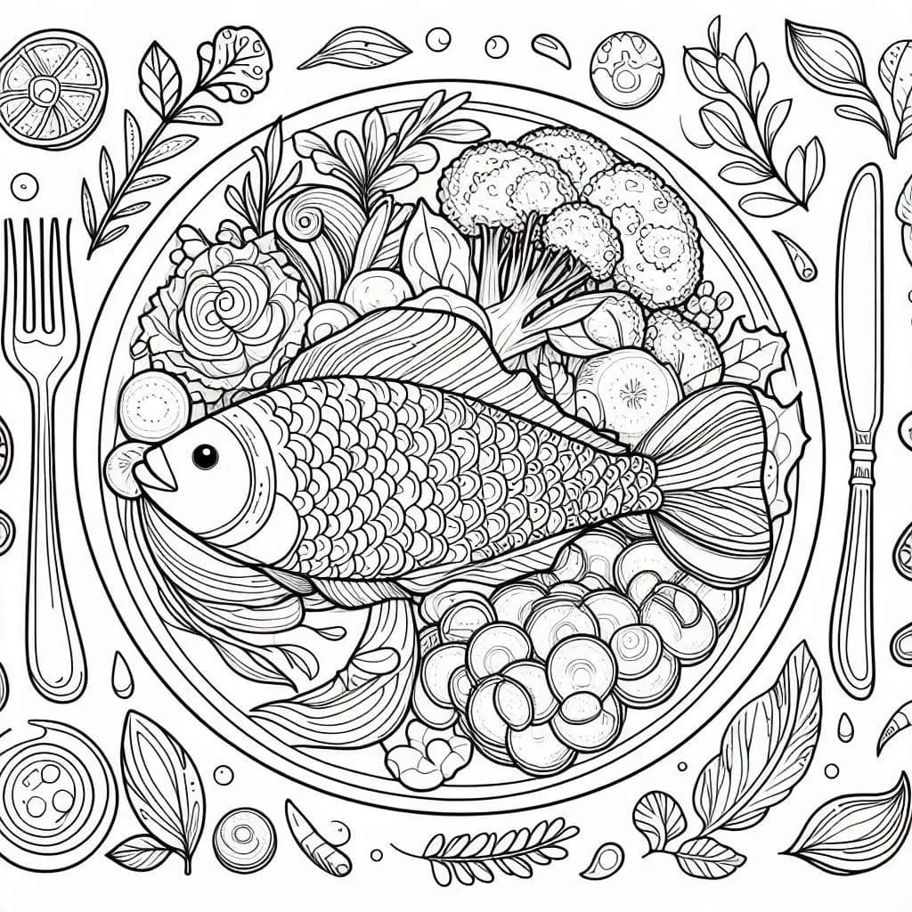 Tasty Foods on a Plate - free coloring page image 3 of 6