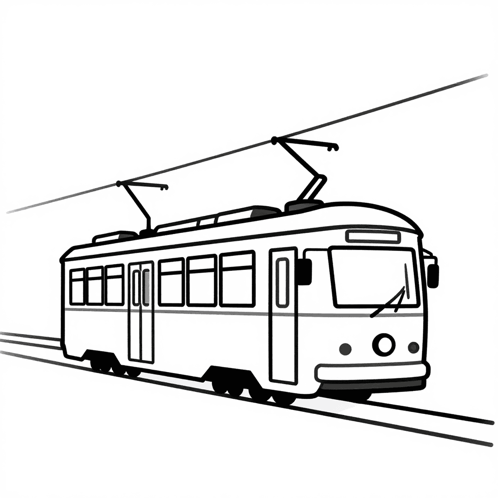 A Tram Coloring Page - free coloring page image 1 of 3