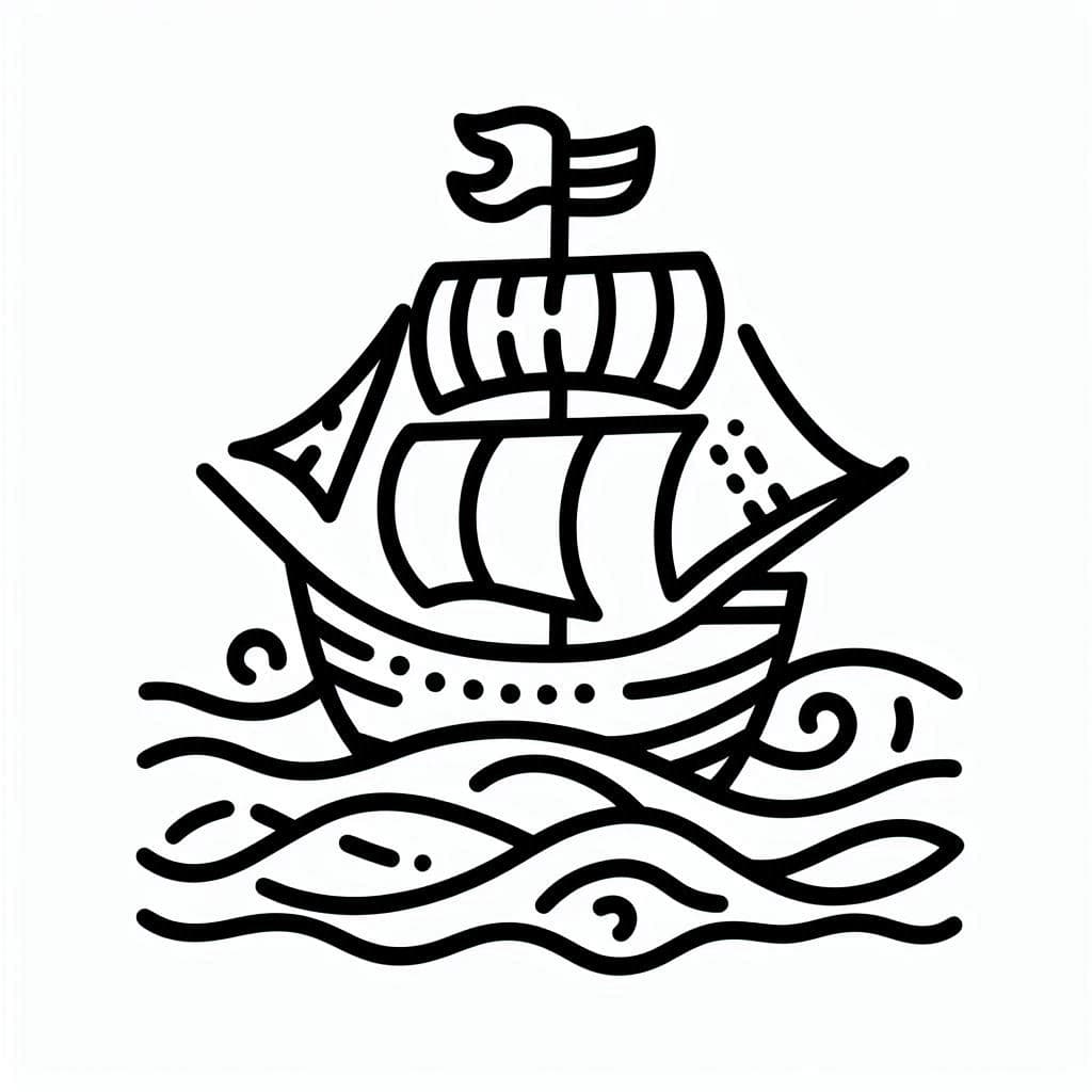 Ship in the Sea – A Relaxing and Adventurous Coloring Experience! - free coloring page image 4 of 4