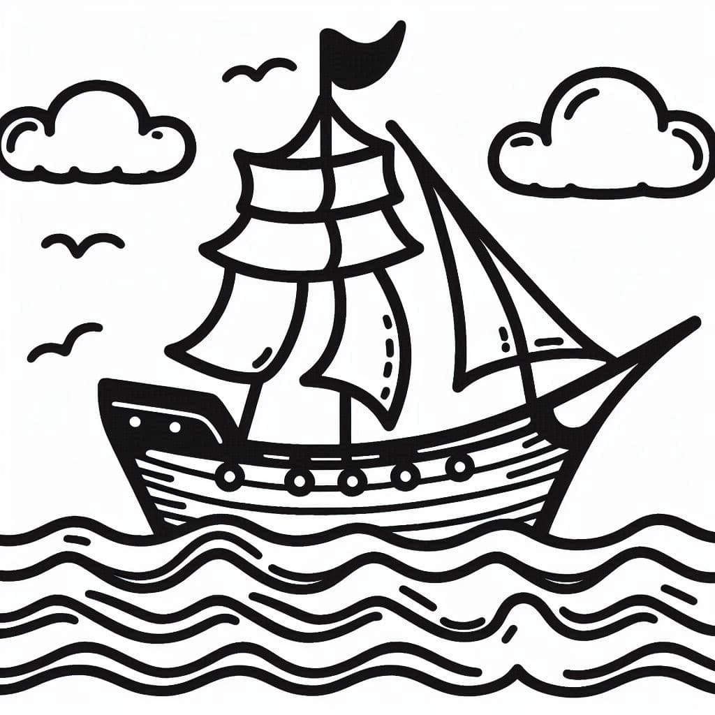 Ship in the Sea – A Relaxing and Adventurous Coloring Experience! - free coloring page image 2 of 4