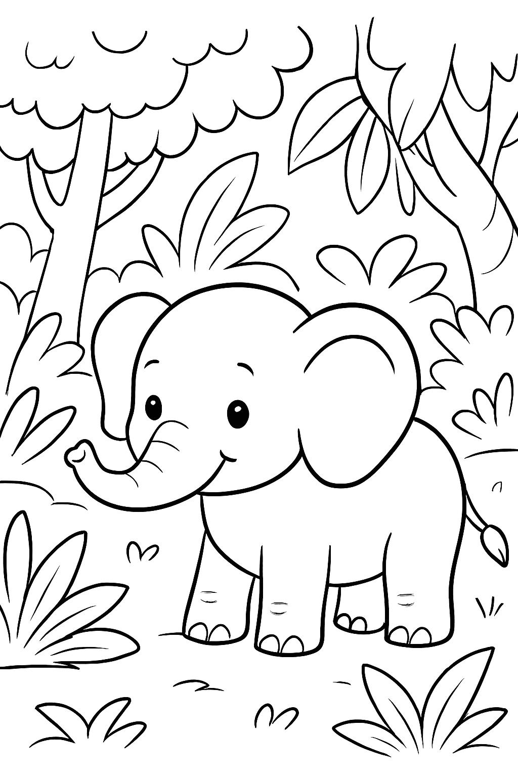 Cute Elephant Coloring Page for Kids - free coloring page image 4 of 8