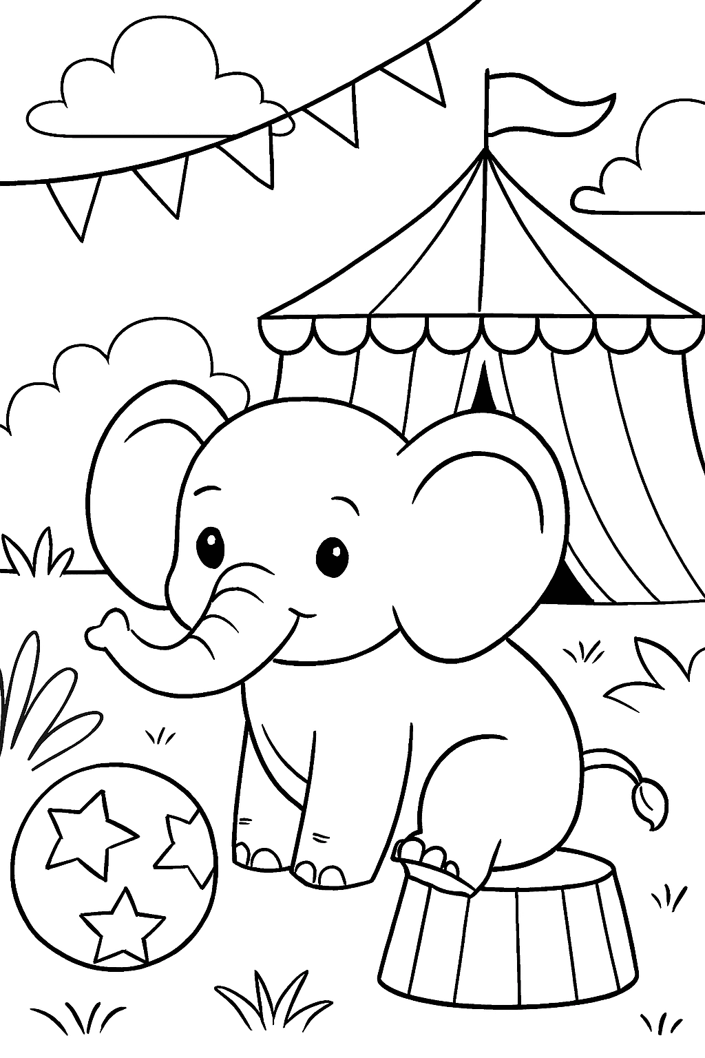 Cute Elephant Coloring Page for Kids - free coloring page image 8 of 8