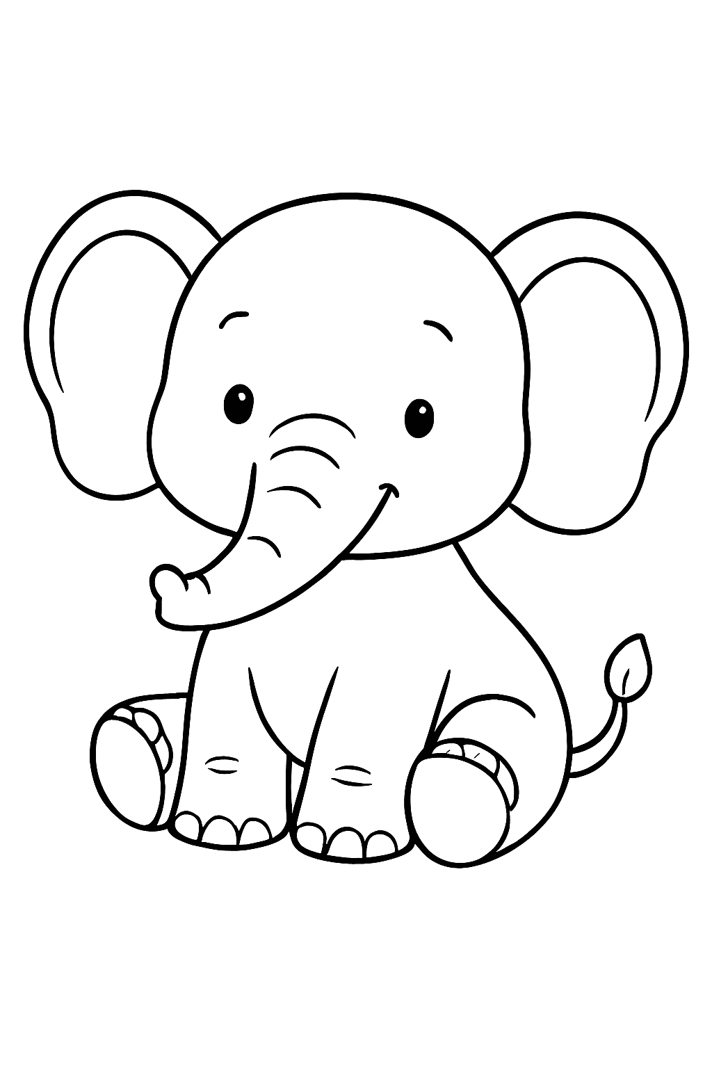 Cute Elephant Coloring Page for Kids - free coloring page image 2 of 8