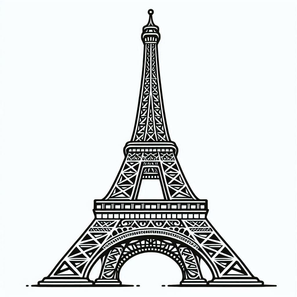 Eiffel Tower - Elegant Free Coloring Pages for Travel Enthusiasts! - free coloring page image 2 of 4