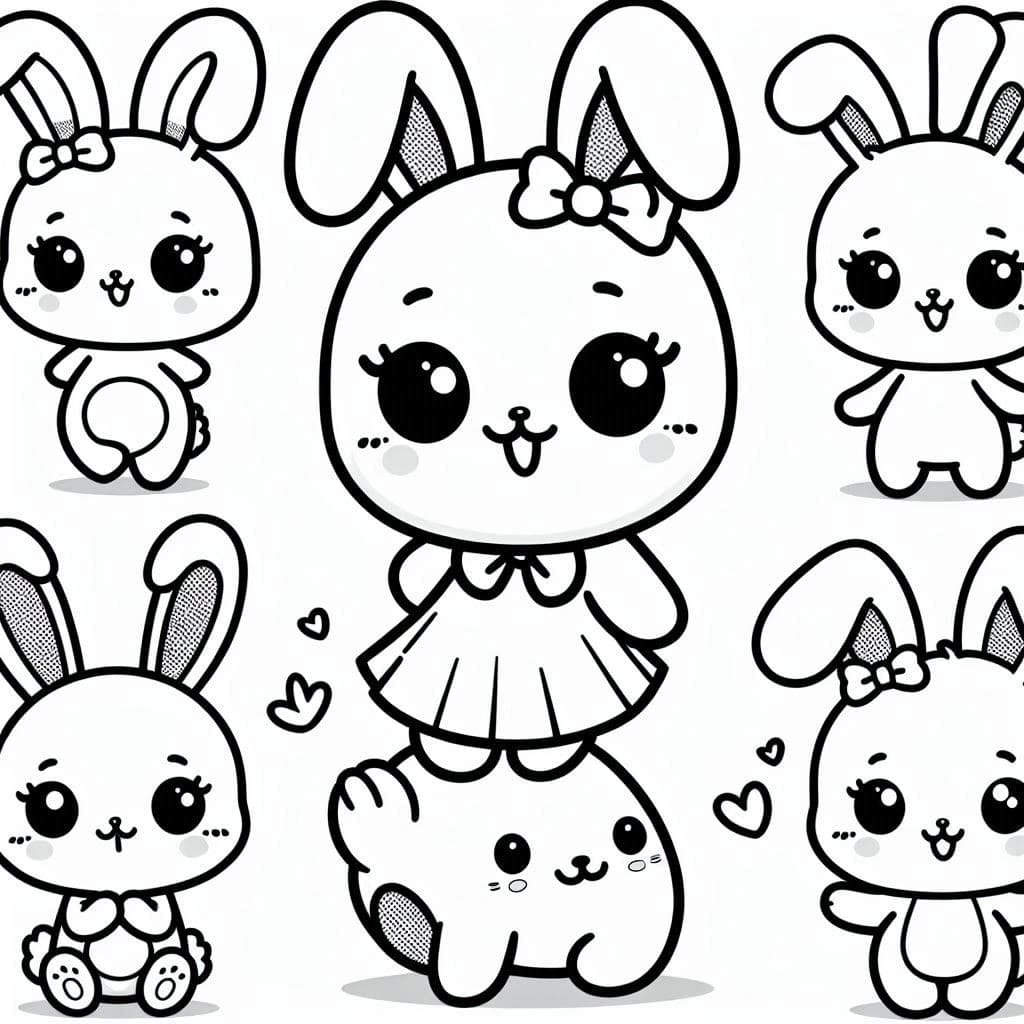Cute Rabbit Characters - Hop into Fun with Free Printable Coloring Pages! - free coloring page image 2 of 4