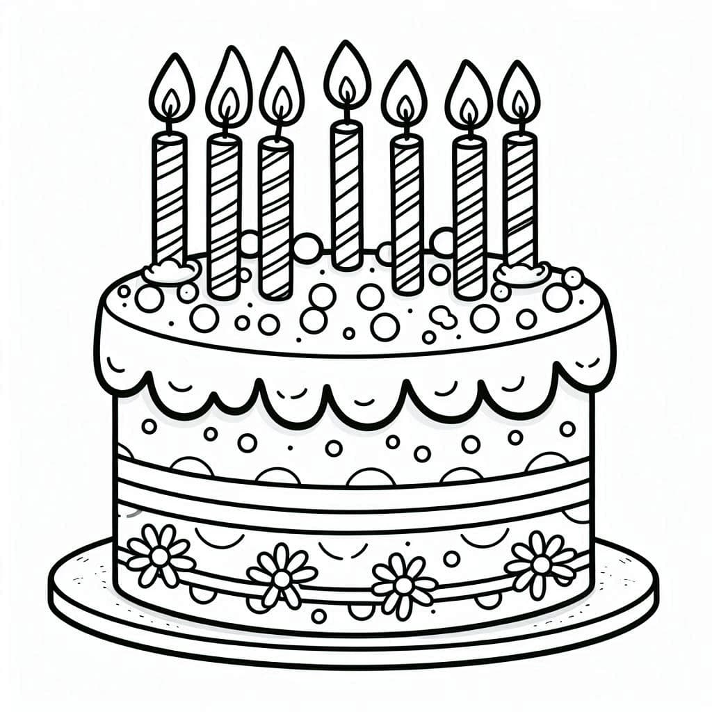 Birthday Cake - Sweet and Festive Free Coloring Pages for Celebrations! - free coloring page image 2 of 4