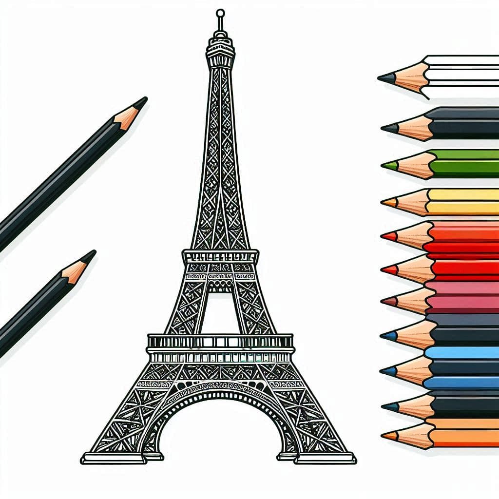 Eiffel Tower - Elegant Free Coloring Pages for Travel Enthusiasts! - free coloring page image 3 of 4