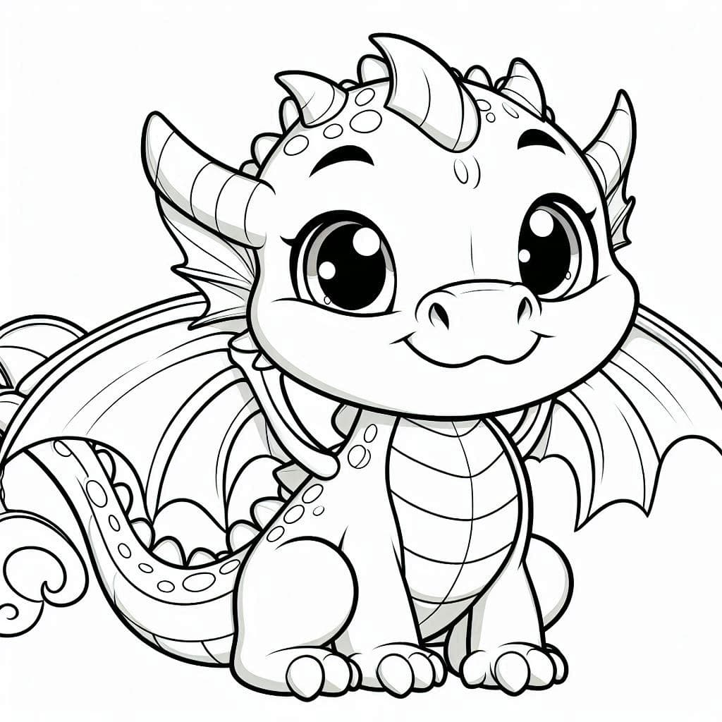 Smiling Dragon - Friendly Free Coloring Pages for Mythical Fun! - free coloring page image 2 of 4