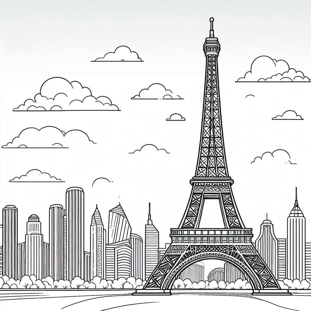 Eiffel Tower - Elegant Free Coloring Pages for Travel Enthusiasts! - free coloring page image 4 of 4