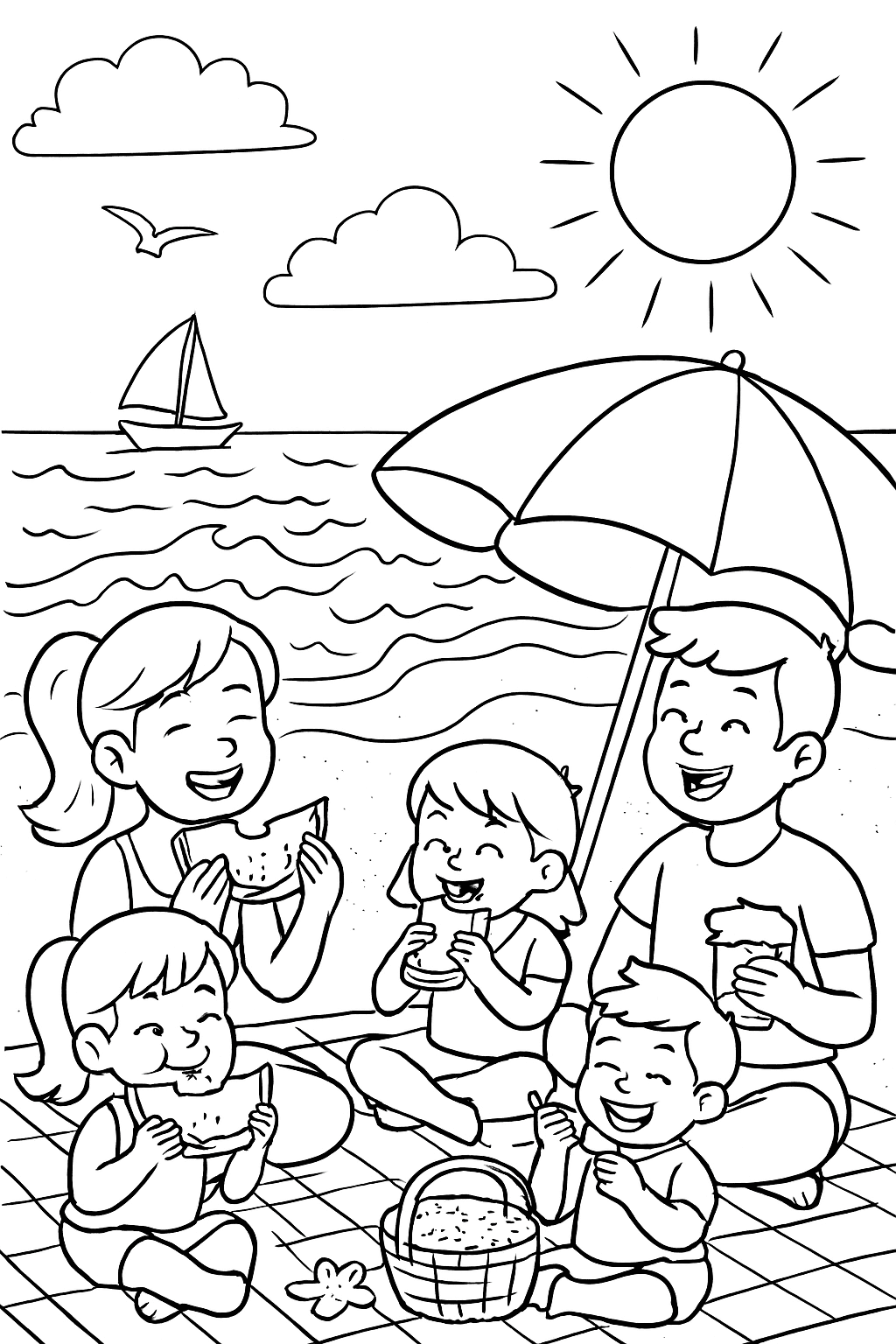 Beach : Sun, Sand & Smiles - free coloring page image 9 of 10