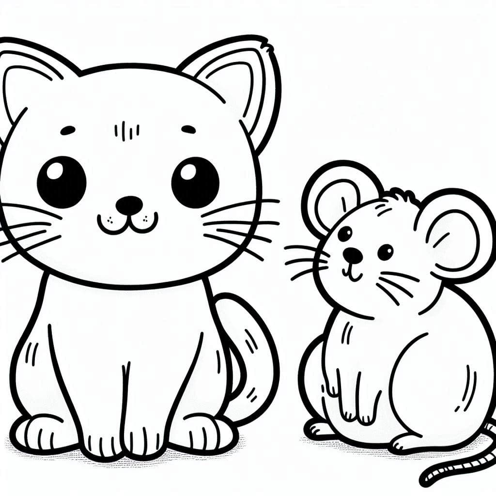 A Cat and Mouse - Playful Free Coloring Pages for Animated Fun! - free coloring page image 2 of 4