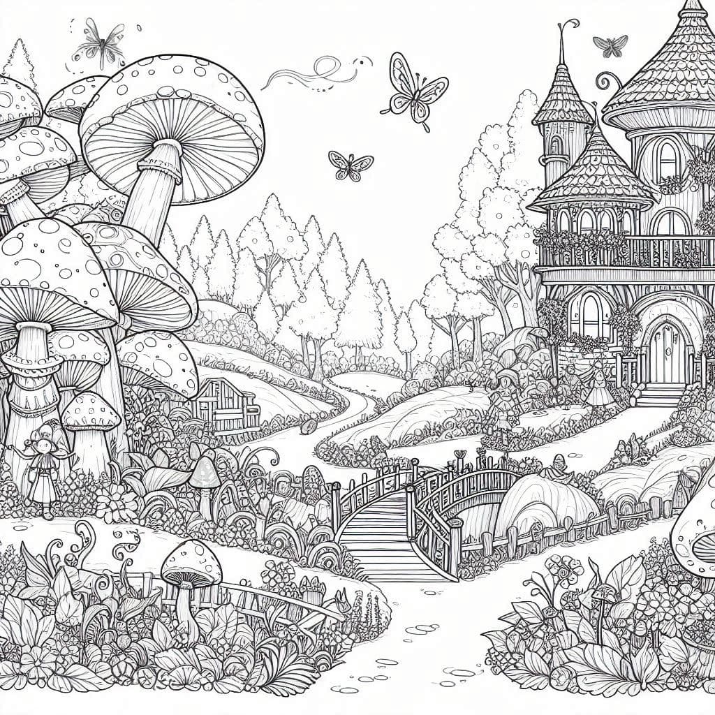Fairy Village - Whimsical Free Coloring Pages for Magical Minds! - free coloring page image 4 of 4