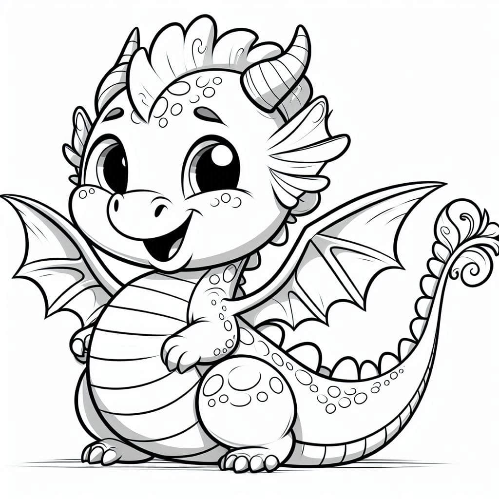Smiling Dragon - Friendly Free Coloring Pages for Mythical Fun! - free coloring page image 3 of 4
