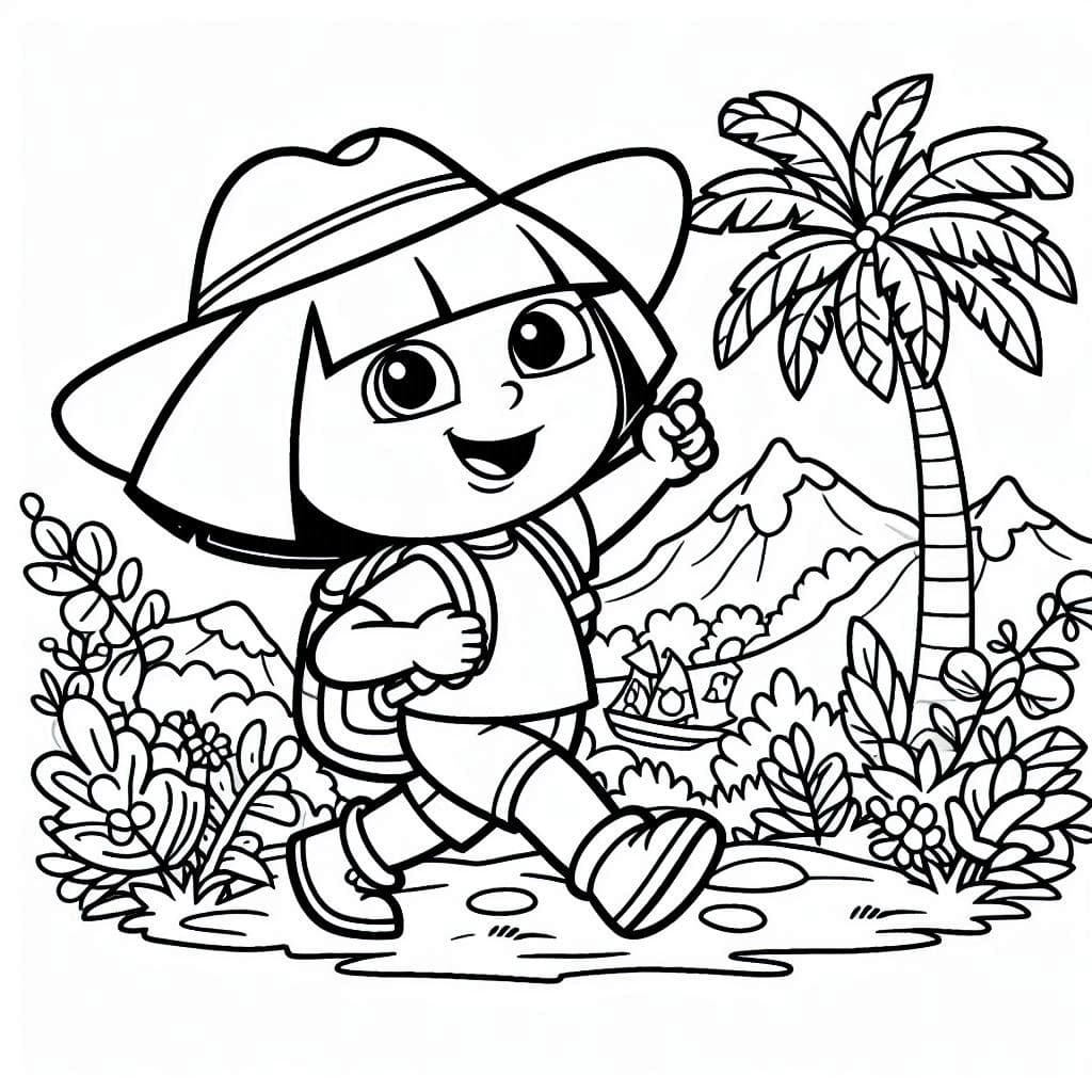 Beautiful Dora the Explorer - Adventurous Free Coloring Pages for Kids! - free coloring page image 3 of 4